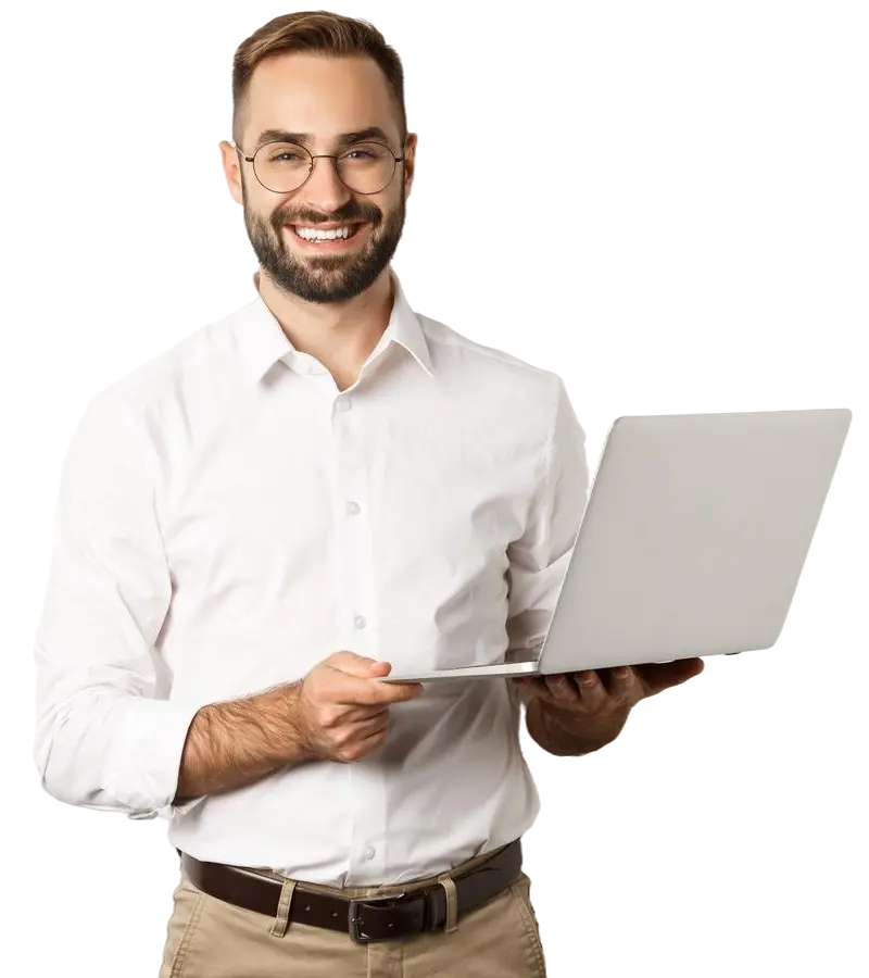 Hombre trabajando con ordenador portatil